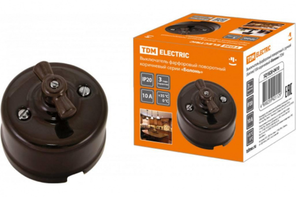 Выключатель Коричневый фарфор поворотный с ручкой ОУ TDM