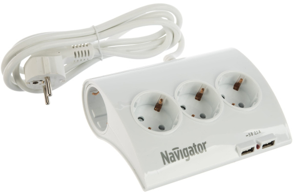 Удлинитель 16А 5гн 1,8м + 2 USB Navigator (71544)