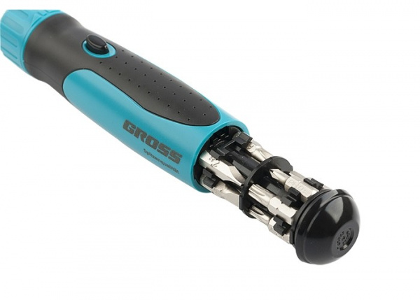 Набор бит 12шт с реверсивной отверткой Gross