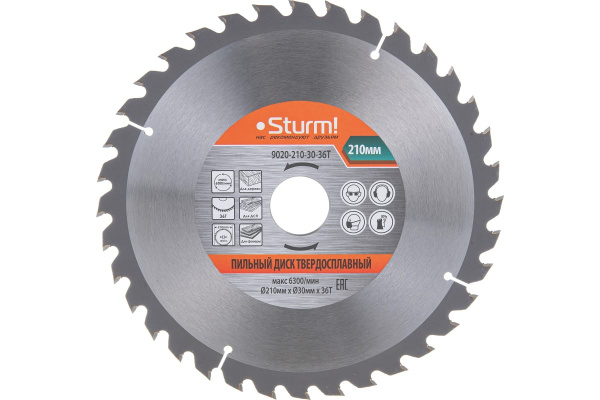 Диск пильный по дереву 210x30мм, 36 зубьев Sturm! 9020-210-30-36T