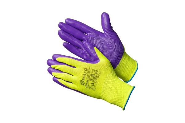 Перчатки нейлоновые с нитриловым покрытием, р.9 GWARD Hi-Vis