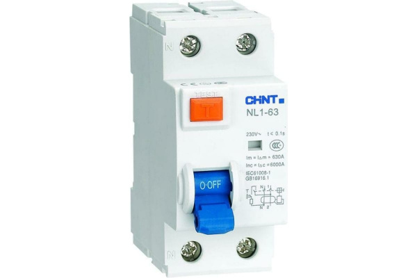 Устройство защитного отключения NL1-63 2P 63A 300mA 6kA тип AC (DB) (R) 200220 Chint