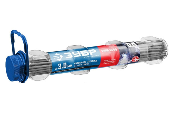 Электроды ЗУБР Профессионал УОНИ 13/55 с основным покрытием 3,0х350мм, 1,2кг, в ПВХ тубе