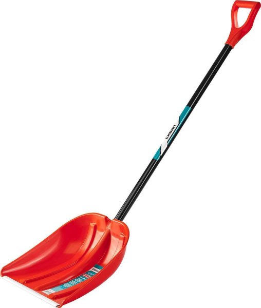 Лопата снеговая СИБИН ЛПА-410 410мм, пластик. с алюм. планкой, эргономичный алюм. черенок, V-р