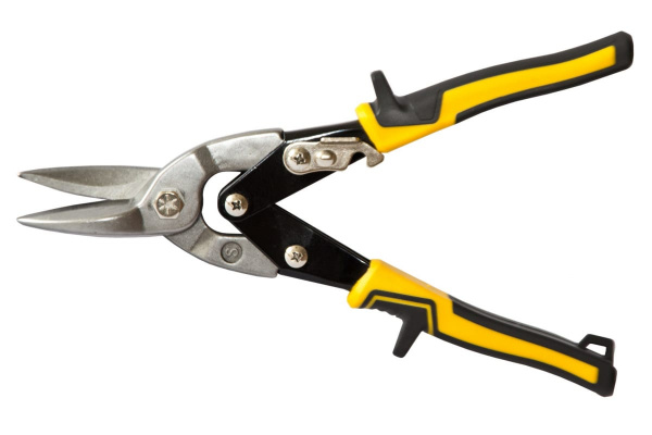 Ножницы по металлу Ultima, 250 мм, прямые, обрезин. рукоятки (1уп- 12шт)