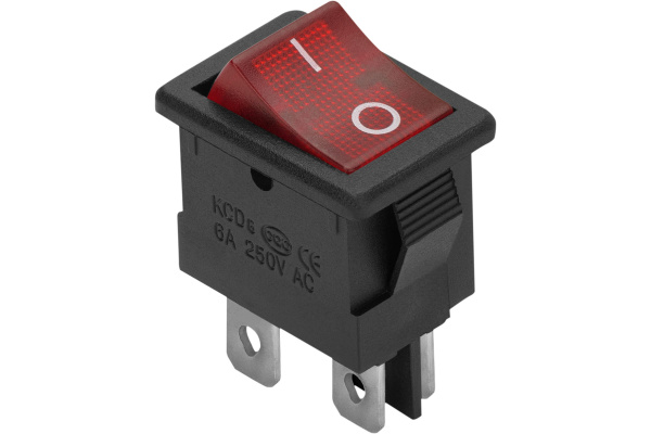 Выключатель клавишный красный с подсветкой Mini 250V 6А (4с) ON-OFF RWB-207, SC-768 Rexant