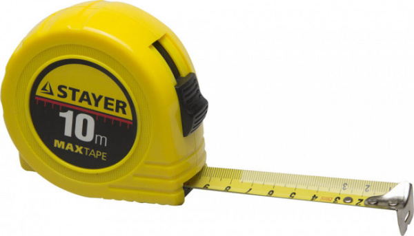 Рулетка 10м x 25мм пластиковый ударопрочный корпус Standard STAYER