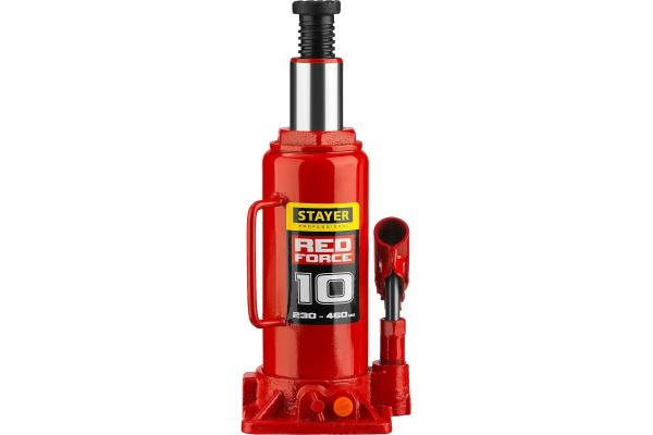 Домкрат бутылочный гидравлический 10т 230-460мм STAYER RED FORCE