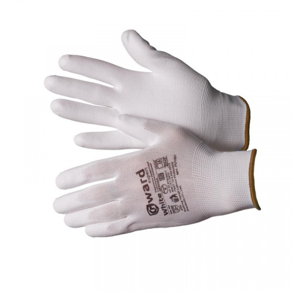 Перчатки нейлоновые белого цвета с полиуретановым покрытием 12/240 (размер 10) GWARD