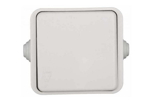 Розетка бытовая СВЕТОЗАР Баттерфляй, одинарная с заземлением и крышкой IP44 16A/~250В, (SV-54310-W)