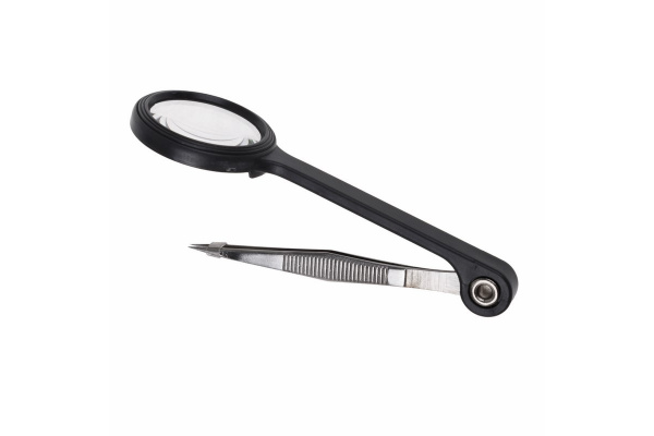Лупа ручная, увеличение 3х, d20мм, с пинцетом REXANT