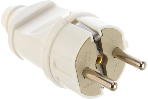 Вилка прямая с/з 16А белая 4140 IN HOME