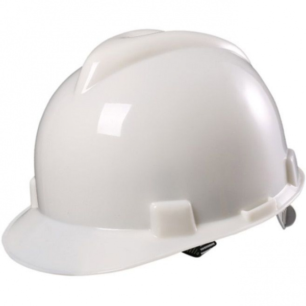Каска защитная "Политех" для строительно-монтажных работ, с пластиковым оголовьем белая
