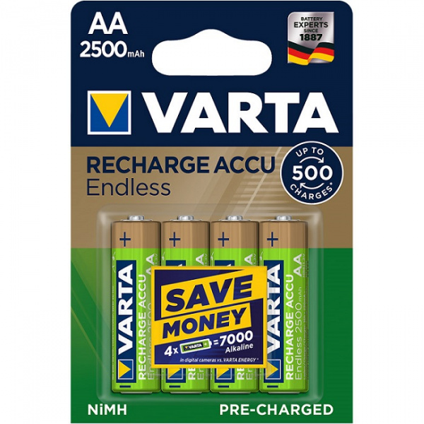 Аккумуляторная батарея R6 (AA) NI-MH 2500мАч VARTA Endless