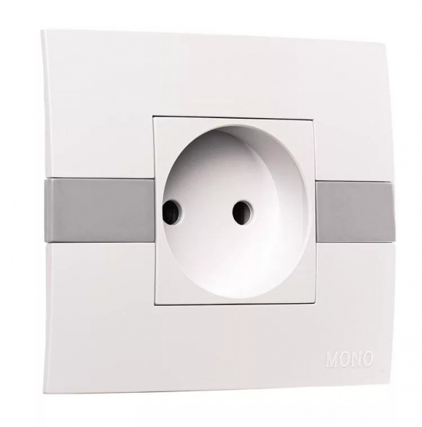 Розетка Mono Eco СУ 1 мест. 10А б/з бел/сер 101-010206-116