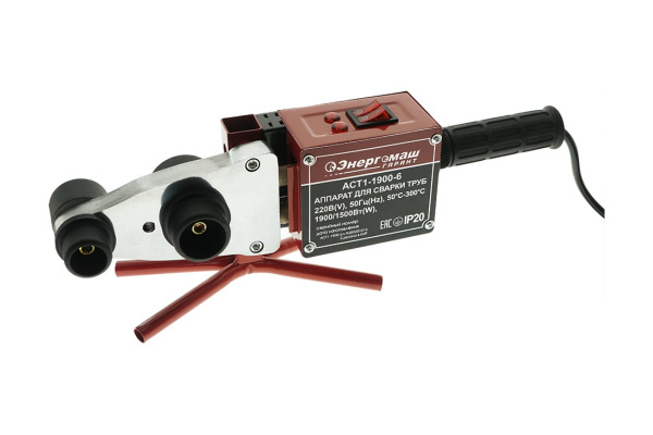 Аппарат для сварки пластиковых труб Энергомаш Гарант 1900 Вт 6 насадок 20-63мм