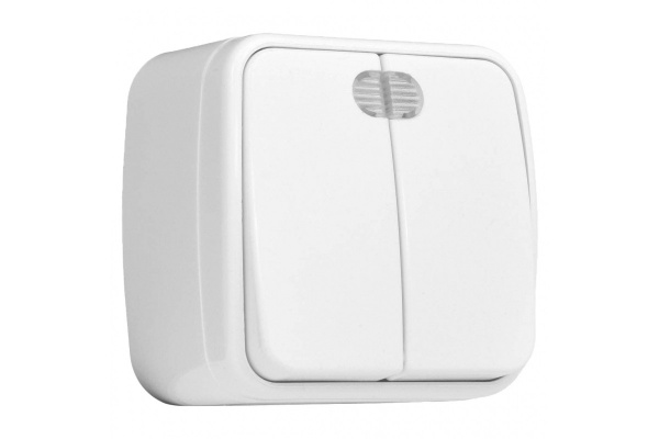 Выключатель 2ОП EKF Минск 10А белый, с индикатором EGV10-123-10