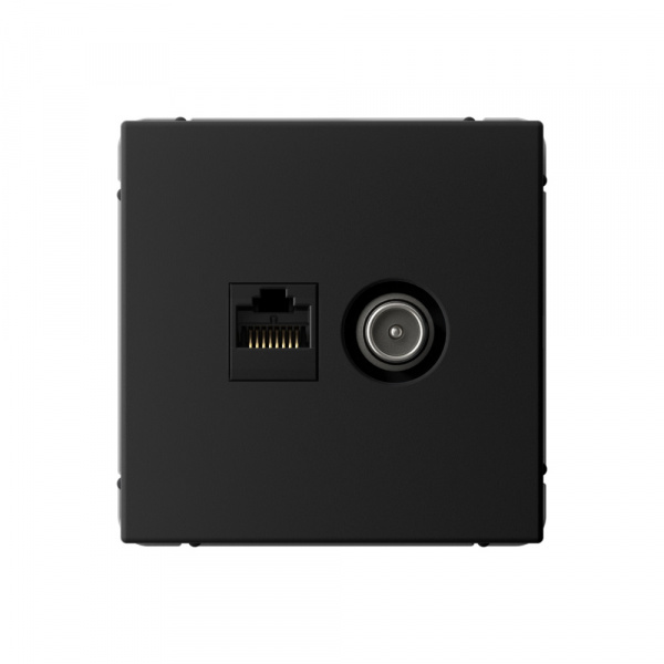 Розетка Карбон двойная ТВ + компьютерная RJ45, кат. 5Е, ArtGallery SE