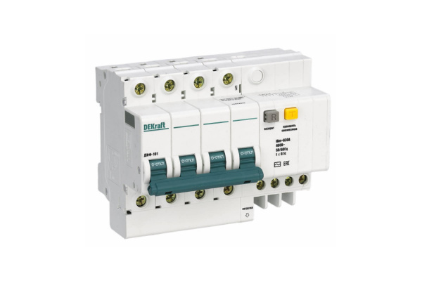 Автоматический выключатель дифференциального тока 3Р+N 50А 100mA тип С Dekraft