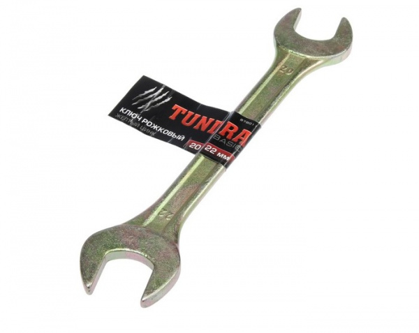Ключ рожковый TUNDRA basic, желтый цинк, 20*22мм