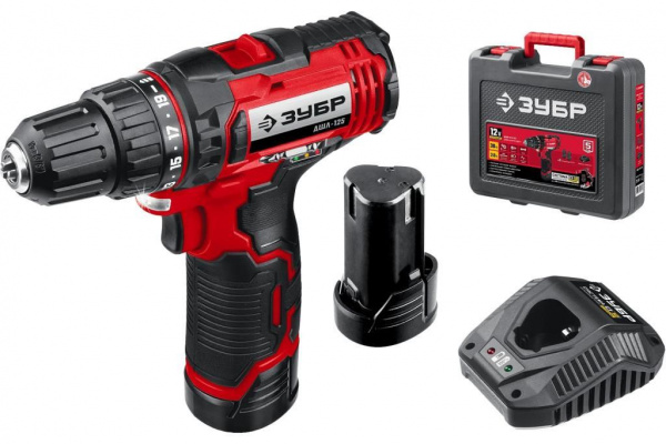 Дрель-шуруповерт ЗУБР в кейсе,12В, 2 АКБ (2Ач) ДШЛ-125-22