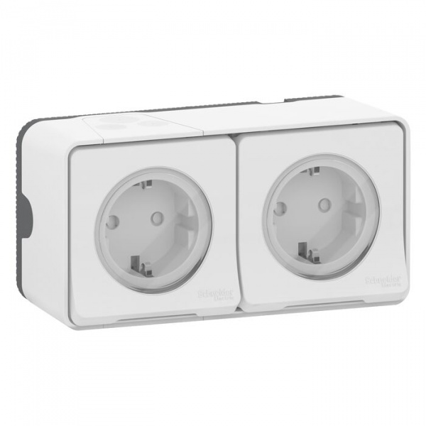 Розетка Белая 2П с/з 16А IP55 ОУ Mureva SE