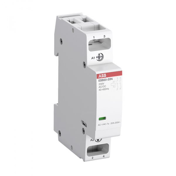 Контактор ESB20-11N-06 модульный (20А АС-1, 1НО+1Н3) катушка 230В ABB