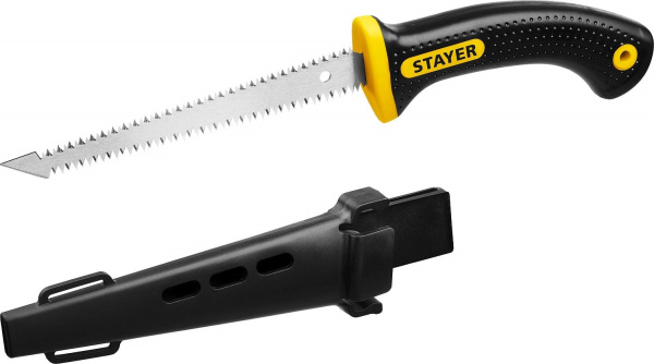 Выкружная мини-ножовка STAYER Cobra Double-8 150мм по гипсокартону с двухсторонним лезвием в ножнах
