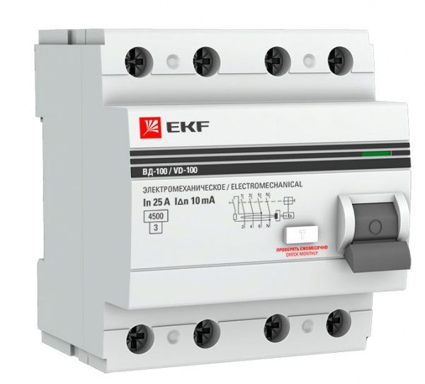 Устройство защитного отключения УЗО 3Р+N 40А 30mA EKF PROxima