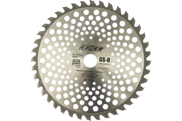 Нож Rezer GS-O 230х25,4х1,3мм-40 зубов тв.спл. д/травы и кустов