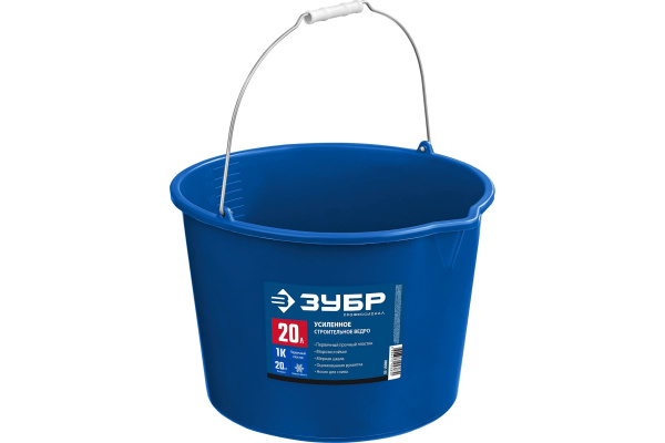 Ведро строительное усиленное пластмассовое 20л, в, с носиком ЗУБР