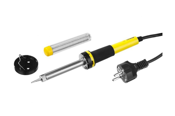 Электропаяльник STAYER PROTerm, 30 Вт, конус, в наборе: припой + подставка, 2 К рукоятка