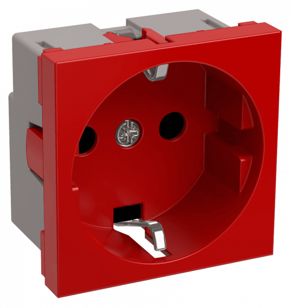 Розетка РКС-20-32-П-К с заземляющим контактом 2к (на 2 модуля) ПРАЙМЕР красная IEK