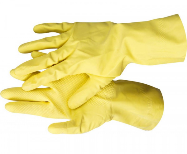 Перчатки латексные, с х/б напылением рифлёные, хозяйственно-бытовые, р.M, (11201-M) DEXX