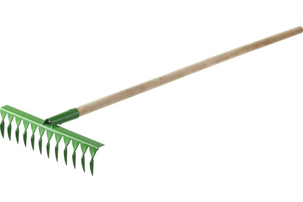 Садовые грабли с черенком РОСТОК 14 витых зубьев, 430x100x1500 мм