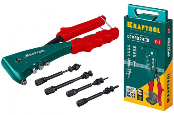 Заклепочник комбинированный в кейсе Combo2-M6 KRAFTOOL