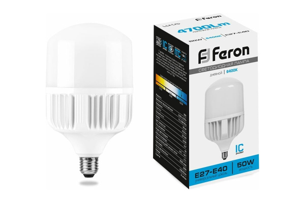 Лампа светодиодная Feron высокомощная E27-E40 50W(4700lm) 6400K 6K 174x100 LB-65 