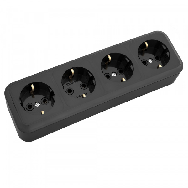 Розетка Bylectrica 4П ОУ с з/к., серия ПРАЛЕСКА, черный