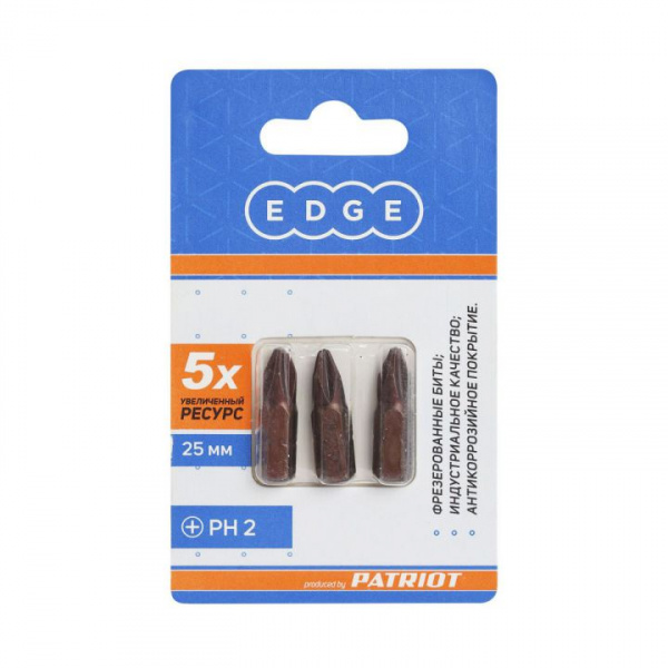 Бита EDGE by PATRIOT PH2 длина 25 мм, 3 шт в блистере EDGE by PATRIOT