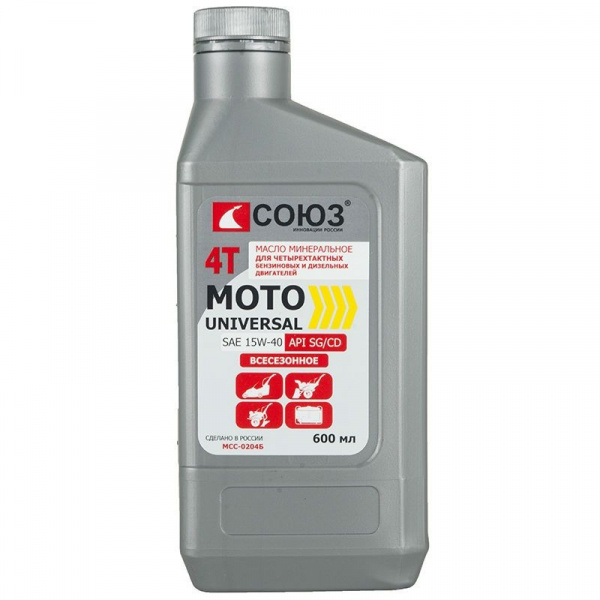 Масло минеральное СОЮЗ UNIVERSAL MOTO SAE  4Т, 0,6л. МСС-0204Б (12шт)