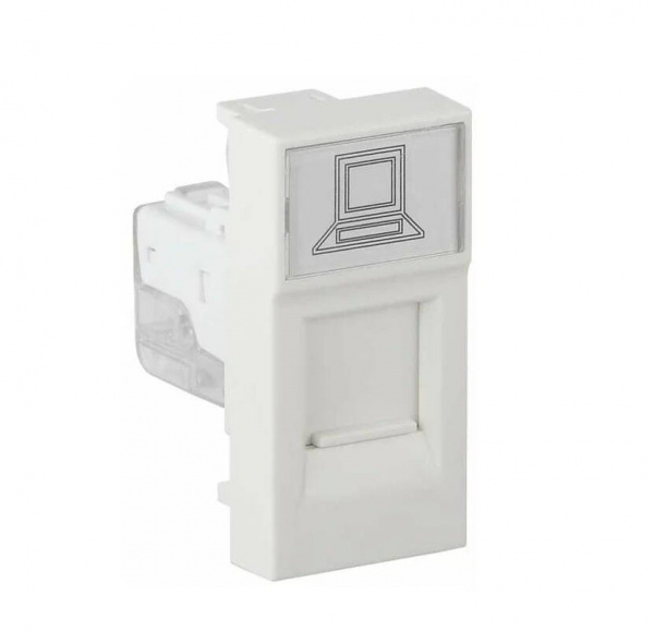 Розетка модульная компьют. RJ-45 45х22,5мм белая (20) Рувинил