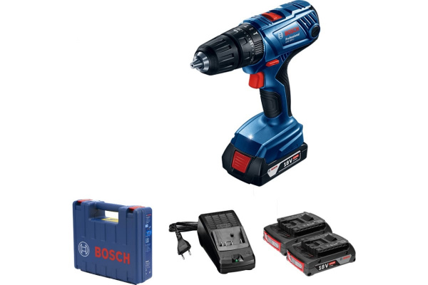 Дрель BOSCH акк.уд. GSB 180-LI (18В,Li-Ion,2х2Ач,0-450/1700об/мин,54Нм,БЗП 1.5-13мм) 1,64кг кейс