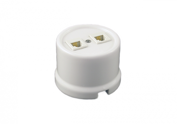Розетка керамическая Белый d7/3 1П RJ45+RJ45 ОУ Лизетта Декор Bironi