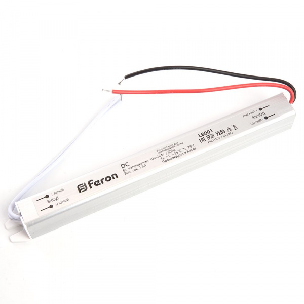 Драйвер для светодиодной ленты Feron 24W 12V IP20 ультратонкий (интерьерный) 192x18x18мм LB001 48011
