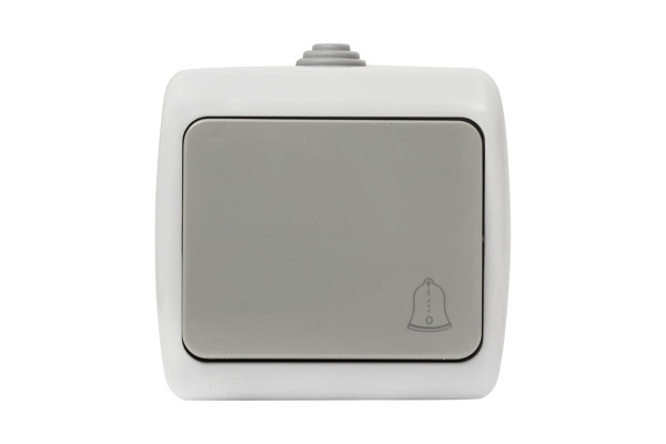Кнопка звонка Мурманск 1-клавишная 10А IP54 серая EFZ10-026-30-54 EKF