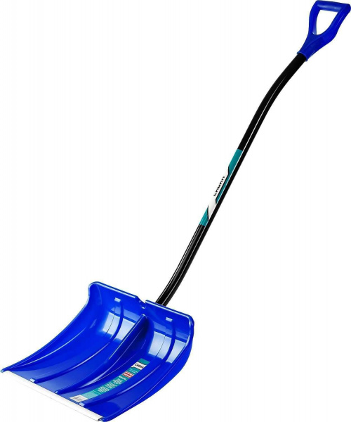 Лопата снеговая СИБИН ЛПА-500 500мм, пластик. с алюм. планкой, эргономичный алюм. черенок, V-ручка