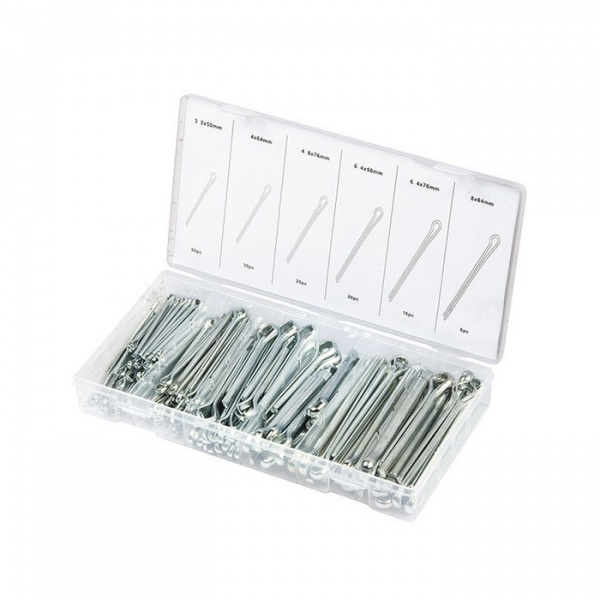 Набор шплинтов S головки 3,2х50/4х64/4,8х76/6,4х50/6,4х76/8х64мм 144 предметов Сибртех