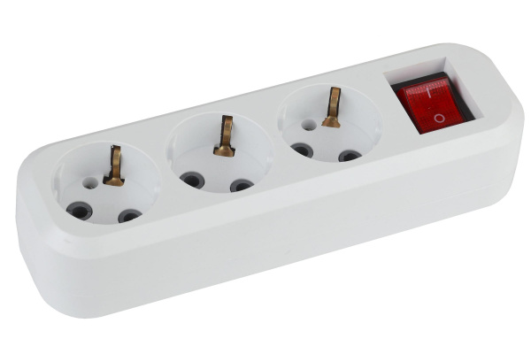 Колодка ЭРА KX-3es, 3 розетки с заземлением с выключателем