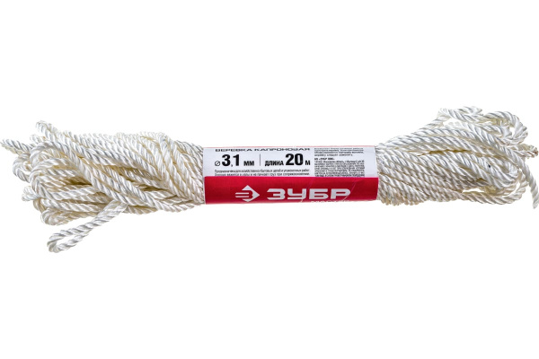 Веревка капроновая ЗУБР 3,1 мм, 20 м, 150 кг