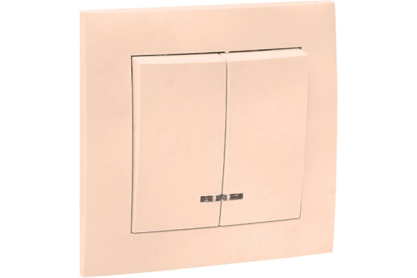 Выключатель EKF Валенсия 2кл. СУ 10А, крем с индикатором EWV10-123-20